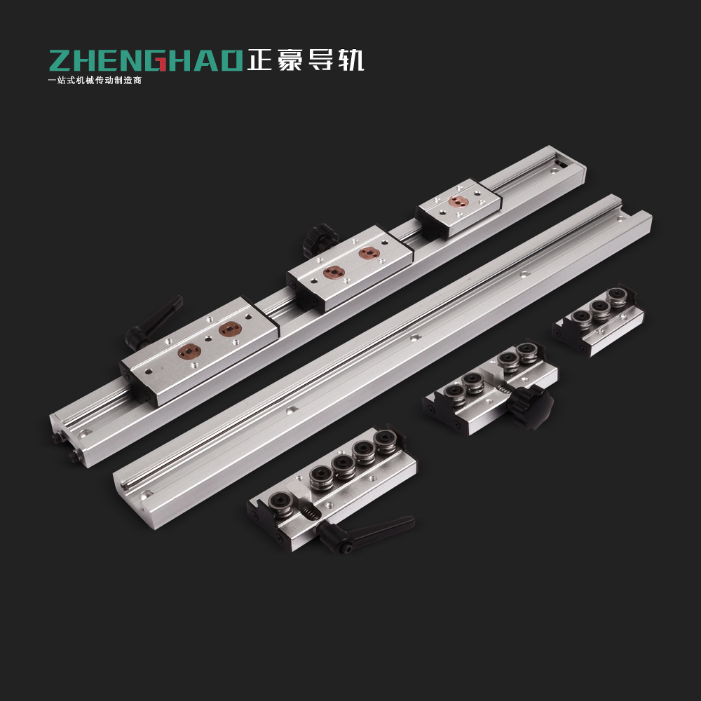SGR10内置双轴芯直线导轨3-4-5轮滑块、梅花锁紧手柄高精度滚轮
