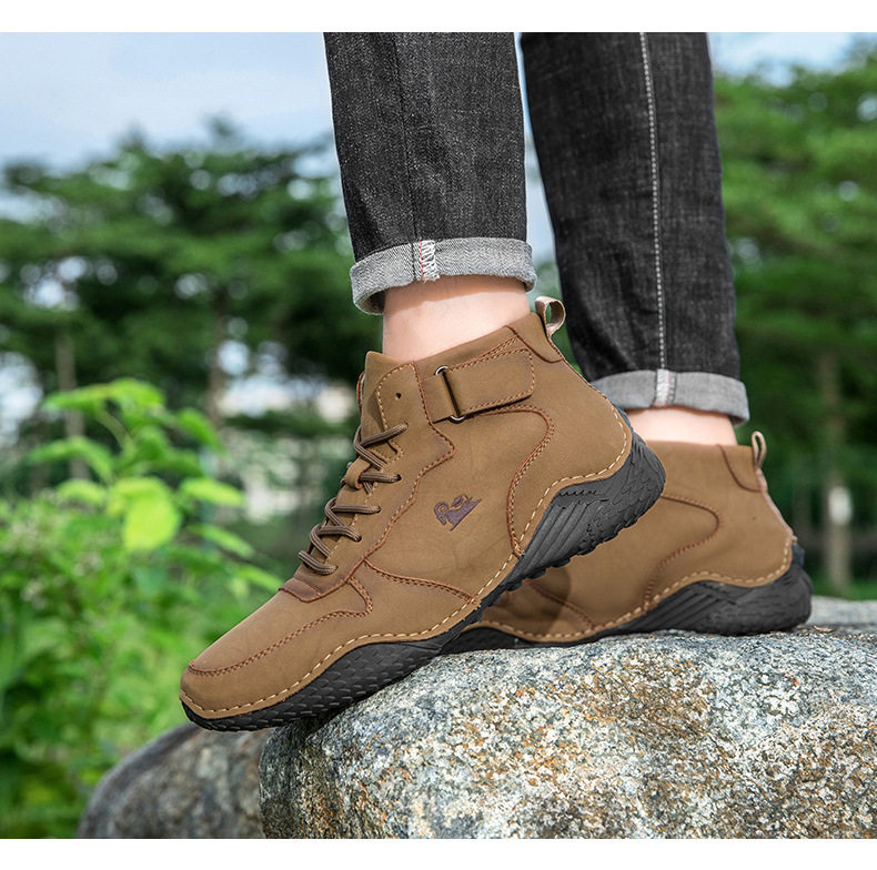 Giày bốt Martin nam cổ cao da lộn, đế bằng chống trượt, phong cách thường ngày — 55079 kaki, 55079 màu nâu, 55079 màu xám, 55079 màu đen chi tiết 35
