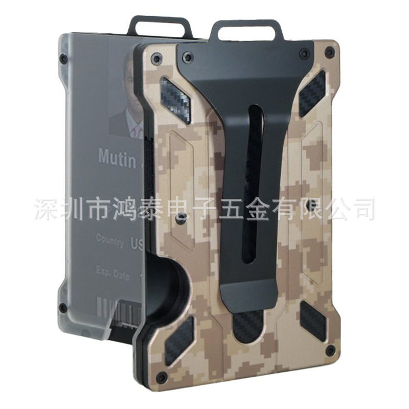 Amazon nuevo titular de la tarjeta de aleación de aluminio transparente insignia RFID metal billetera titular de la tarjeta de trabajo con la posición de la insignia