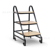 卓匠家具 钢制移动书梯 图书馆档案室二层三层平移手推书车置物架