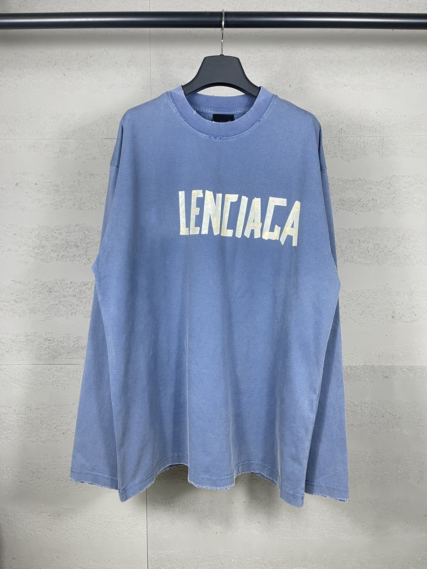 Paris High Edition 24ss Classic B Home Tape Printing Lavado y desgastado Camiseta de manga larga