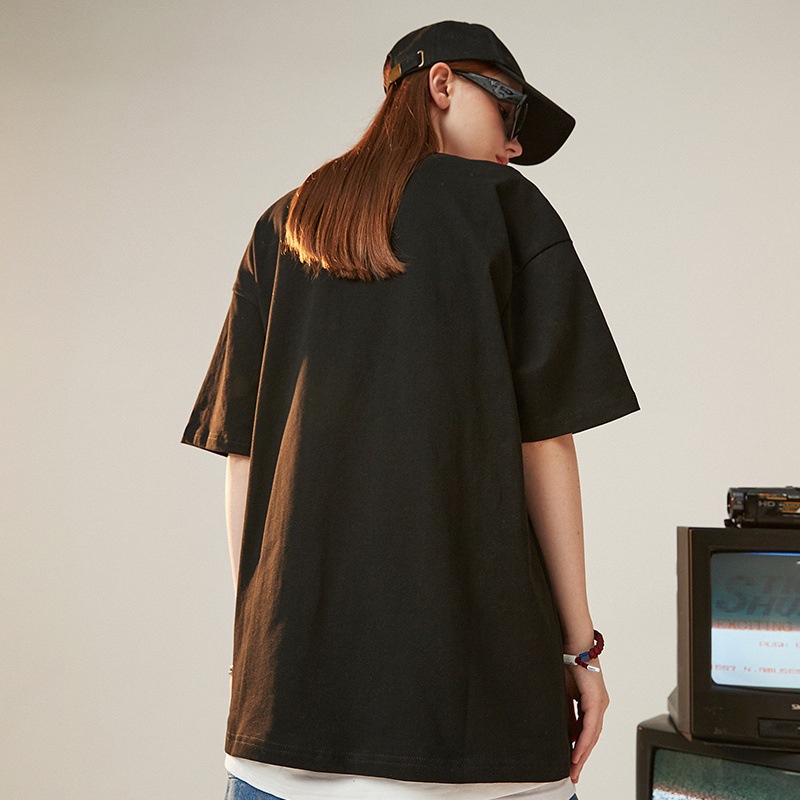 Oversized Women's T-shirt Round Neck Loose Casual Top Unisex Style_voghion.com