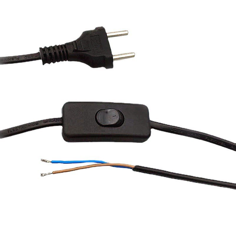 欧洲吊灯半牙黑色E27灯头线 带中途按钮开关