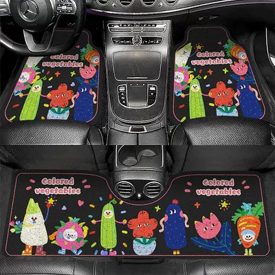 Avtomobil döşəmə paspasları – Cute and Dirt-Resistant, Cuttable - zx-cute-cartoon-car-floor-mats-12-5060-front-foot-wire-loop-self-cut