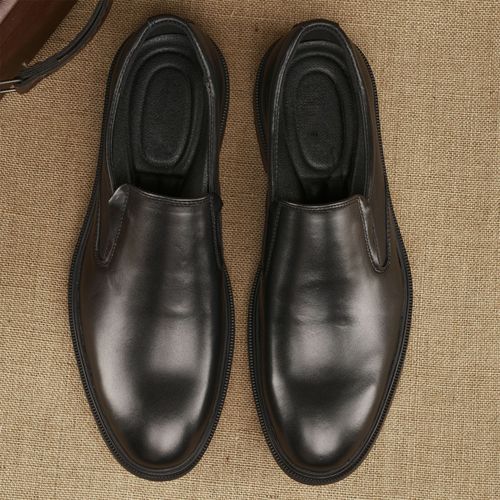 Men's genuine leather black slip-on soft-soled leather shoes formal business leather shoes breathable first-layer cowhide slip-on leather shoes