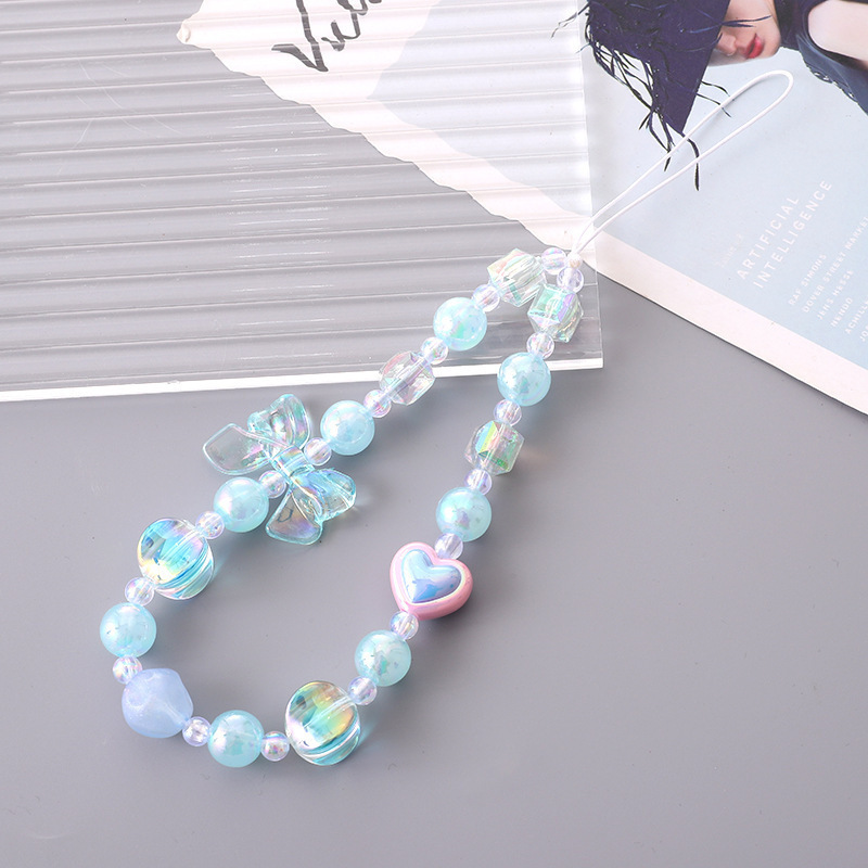 Bowknot Beaded Phone Chain Phone Case Pendant Wrist Strap Phone Lanyard Crystal Beaded Phone Chain