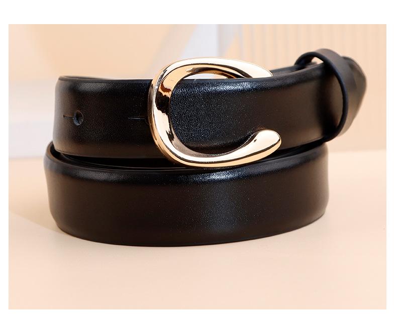 Versatile Women's Belt With C-buckle In High Grade Cowhide Leather_voghion.com