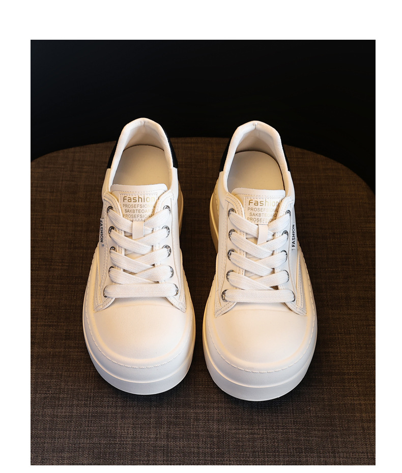 Giày sneaker nữ đế dày tăng chiều cao, phong cách trượt ván, đế mềm — Màu đen be chi tiết 19
