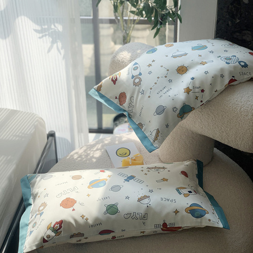 Ins cartoon 60-inch long-staple cotton pure cotton baby and children pillowcases 30*50, baby latex pillowcase pillow core cover