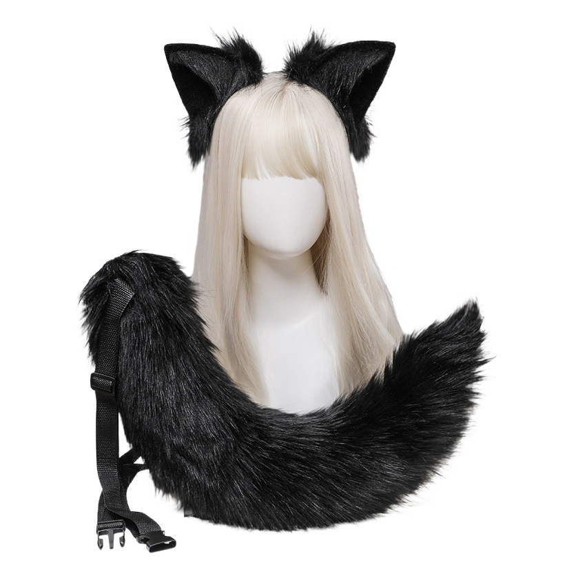 Dropshipping Plush Fox Ears Fox Tail Cosplay Accessories Handmade Simulated Animal Ears Headband Tail Jewelry Set