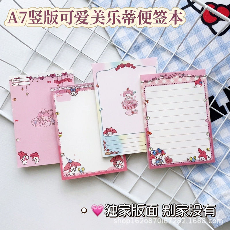 A7 Sticky Notes High-Value Ins Style My Melody Notebook Portable Cute Cartoon Pocket Notepad