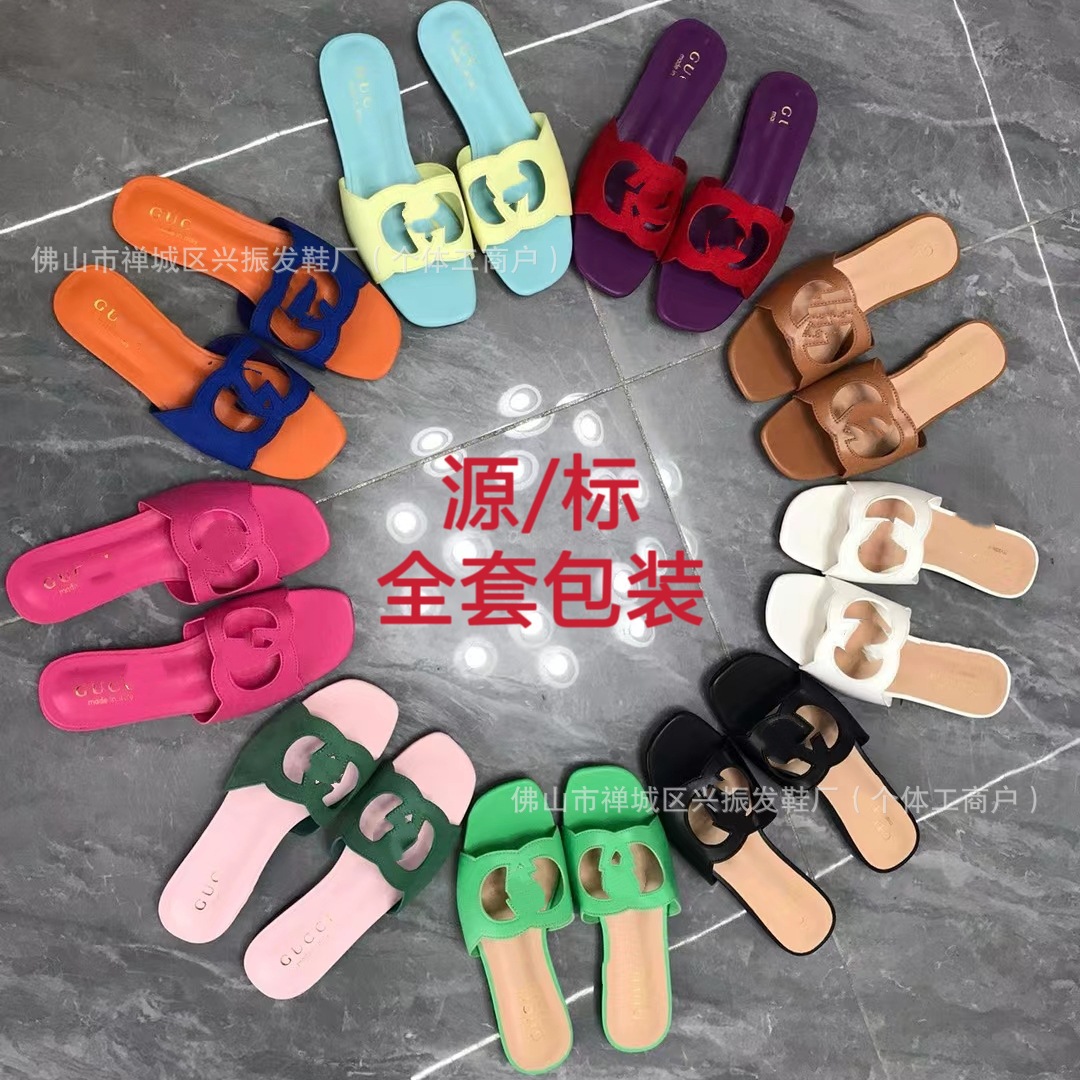 Foreign Trade g Family 2024 Early Spring New Style Cut Out One-Line Flats Slippers Versatile Flats Fashion Sandals Women Wholesale