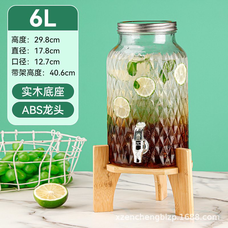 Jarra de vidrio para el hogar de gran capacidad al por mayor, moderna jarra para agua fría, recipiente para bebidas, jarra para jugo con grifo