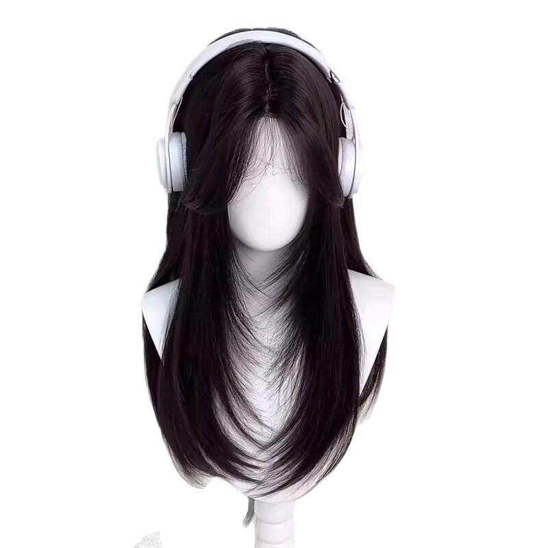 【青春女高】假发高层次中分长直发黑茶色Lolita日系学生jk全头套|undefined