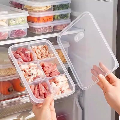 冷冻肉类备菜食品级收纳盒冰箱分格盒子保鲜盒带盖装盒配料跨境|ms