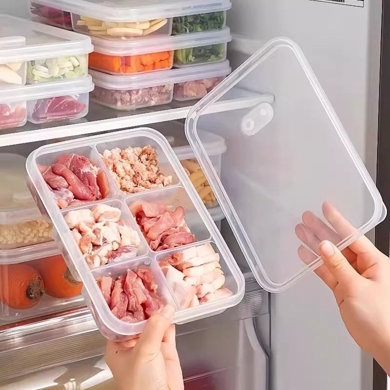 冷冻肉类备菜食品级收纳盒冰箱分格盒子保鲜盒带盖装盒配料跨境|ms