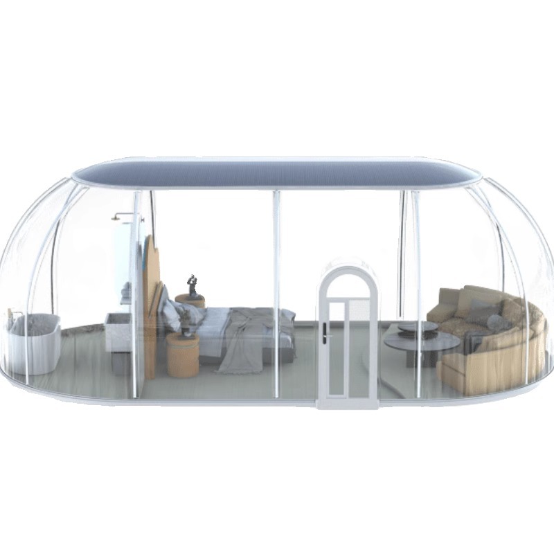 Casa de residencia Crystal House Transparent Scenic Place Mongolian Bag Guangzhou Transparent Space Capsule Fabricante de Casa Integrada