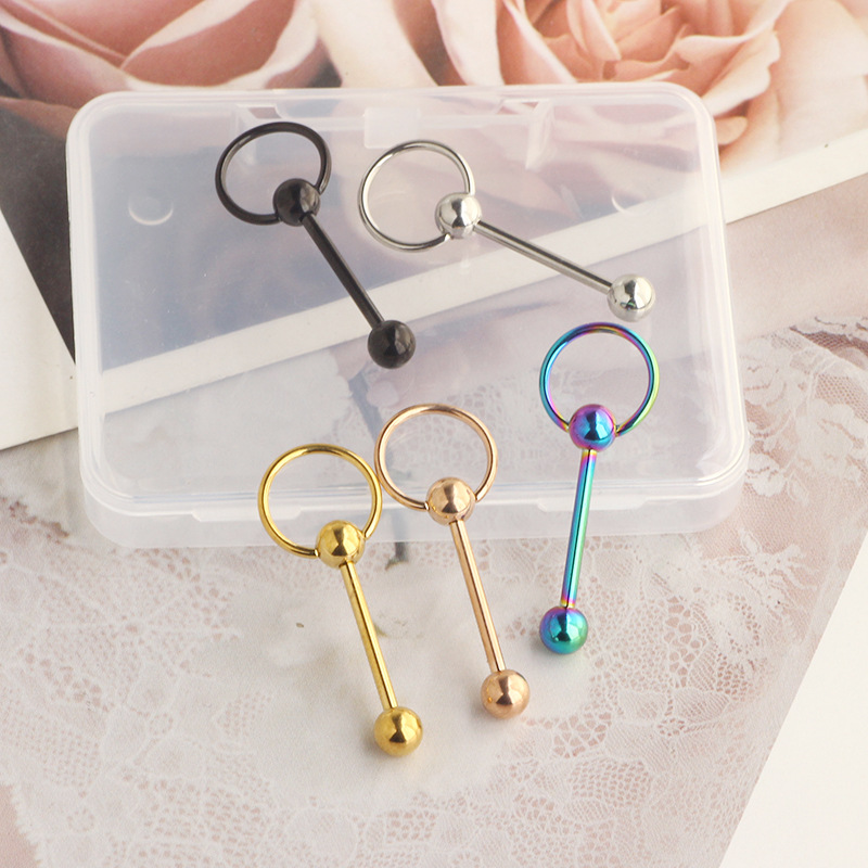 14G Externally Threaded Steel Tongue Barbell Heart Peach Tongue Ring Rose Gold Body Piercing Jewelry detail image 12