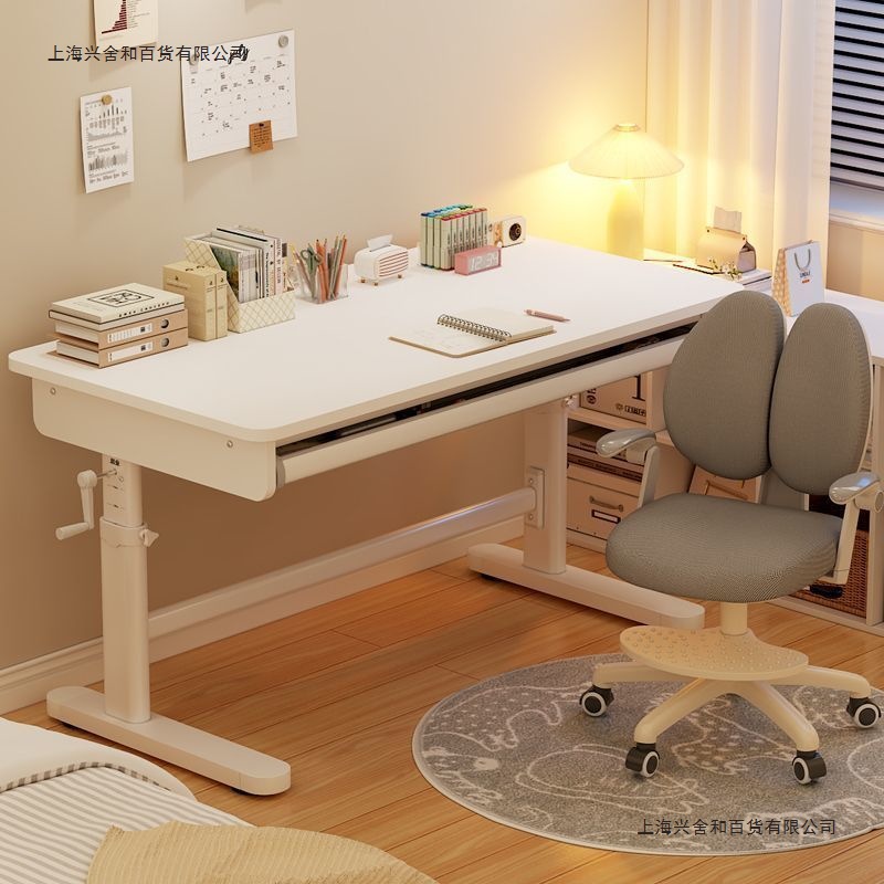 Children's Study Table 2025 New Home Homework Table Computer Table Manually Adjustable Liftable Solid Wood Table