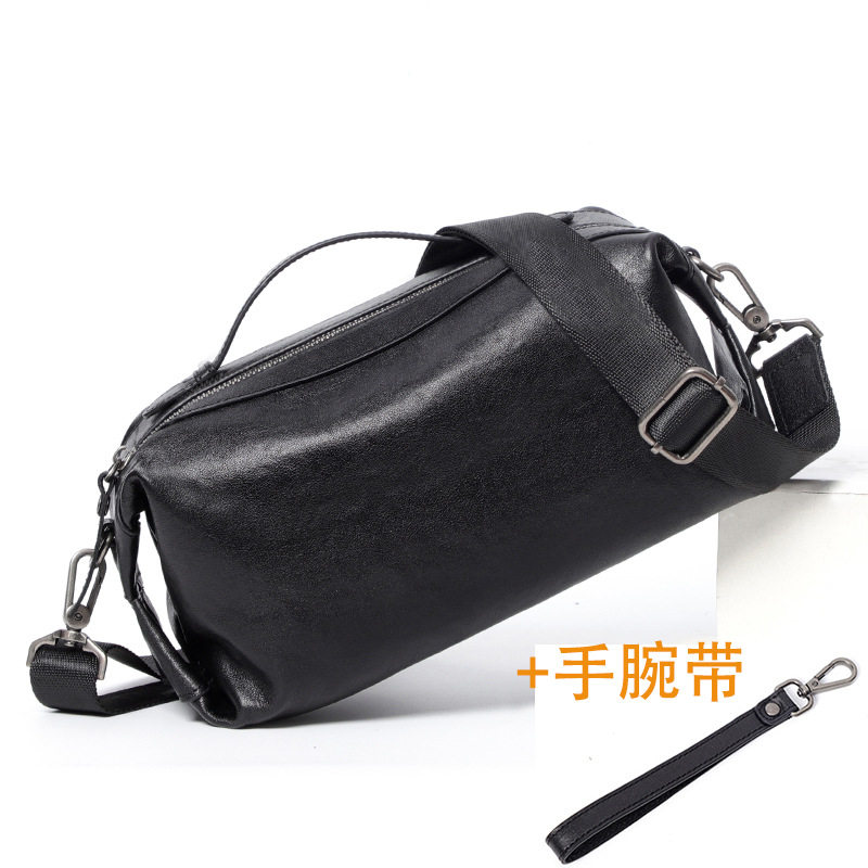 Túi đeo chéo nam da bò thật thuộc da, túi đeo vai kiêm túi xách tay nhỏ 29×11×17 cm — Màu đen
