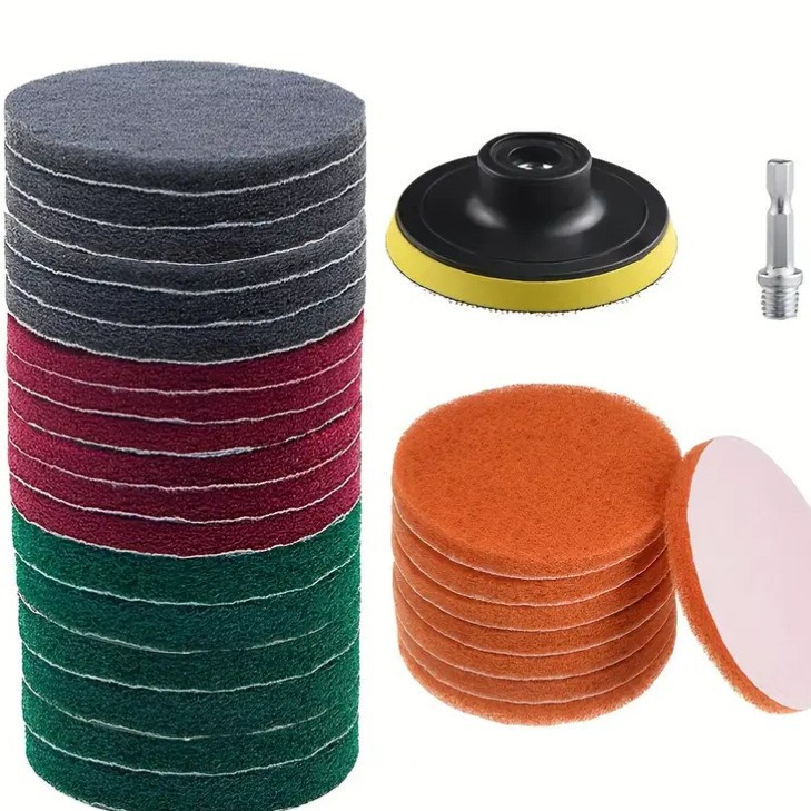 5寸拉绒工业百洁布植绒片金刚砂菜瓜布圆盘尼龙去毛刺高效清洁