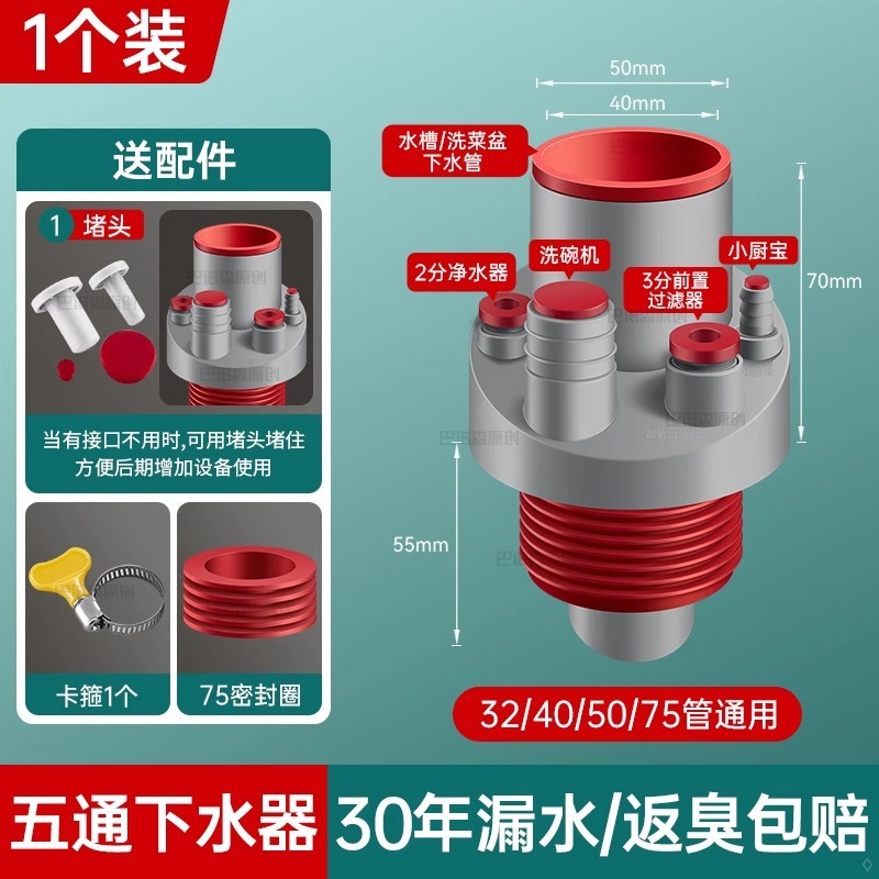 キッチン排水管三方逆流防臭加工品、流し台シンクパイプシールプラグ、排水管シールカバー|undefined