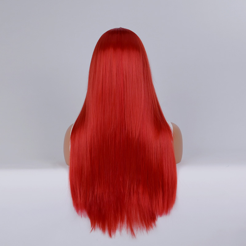 Synthetische Perücke, Halloween-Perücke, COS, farbiger Damen-Langknall, mittellanges Stirnband mit glattem Haar_voghion.com