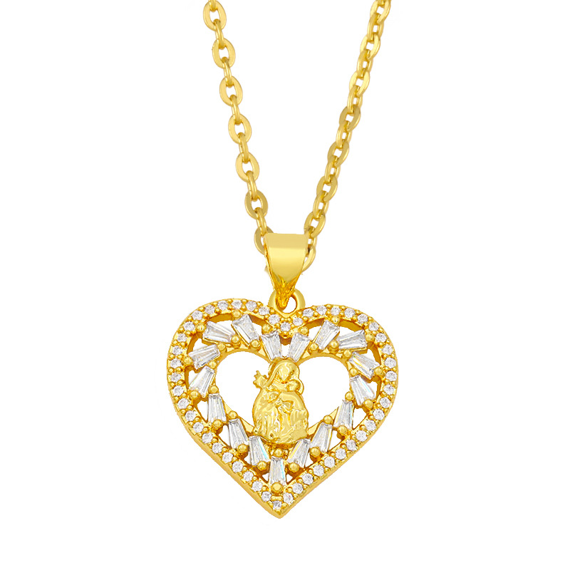 Simple Little Elephant Heart Zircon Pendant Necklace display picture 4