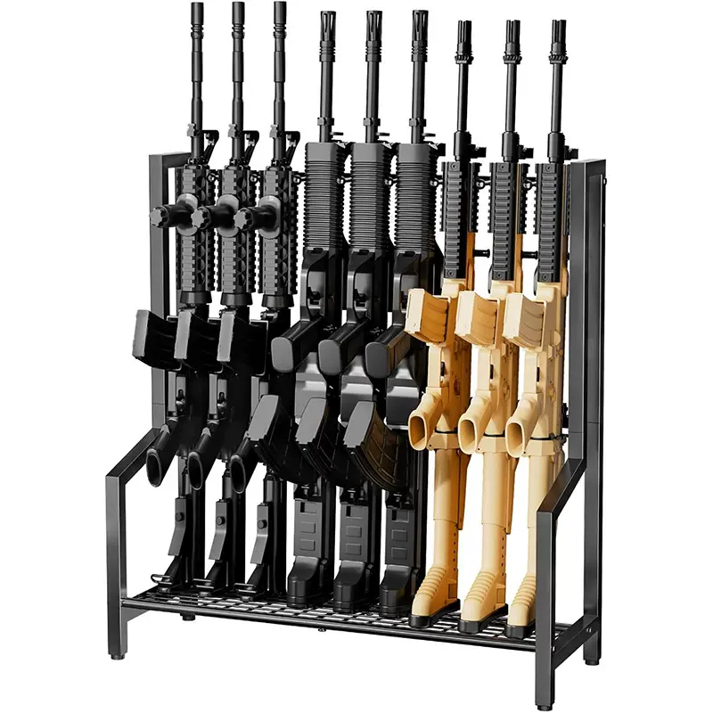 室内枪架 玩具步枪架落地支架金属枪支储物架可容纳9支长枪展示架