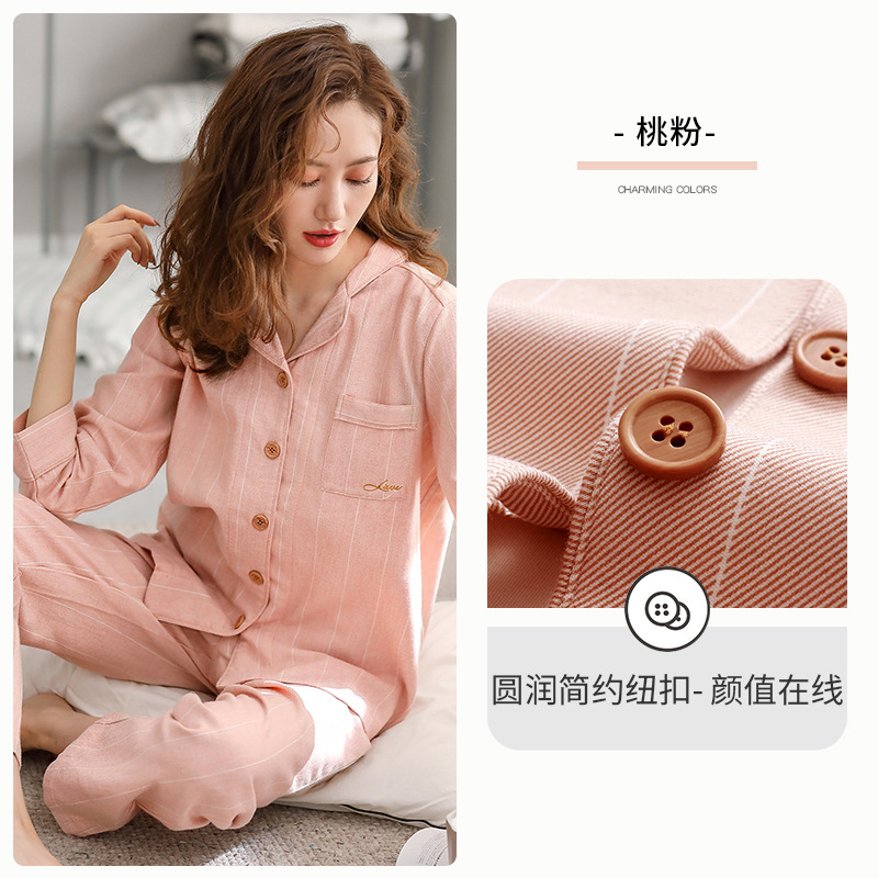 Pijamas de mujer primavera y otoño 100% algodón de manga larga ropa para el hogar Otoño e Invierno traje fino de talla grande