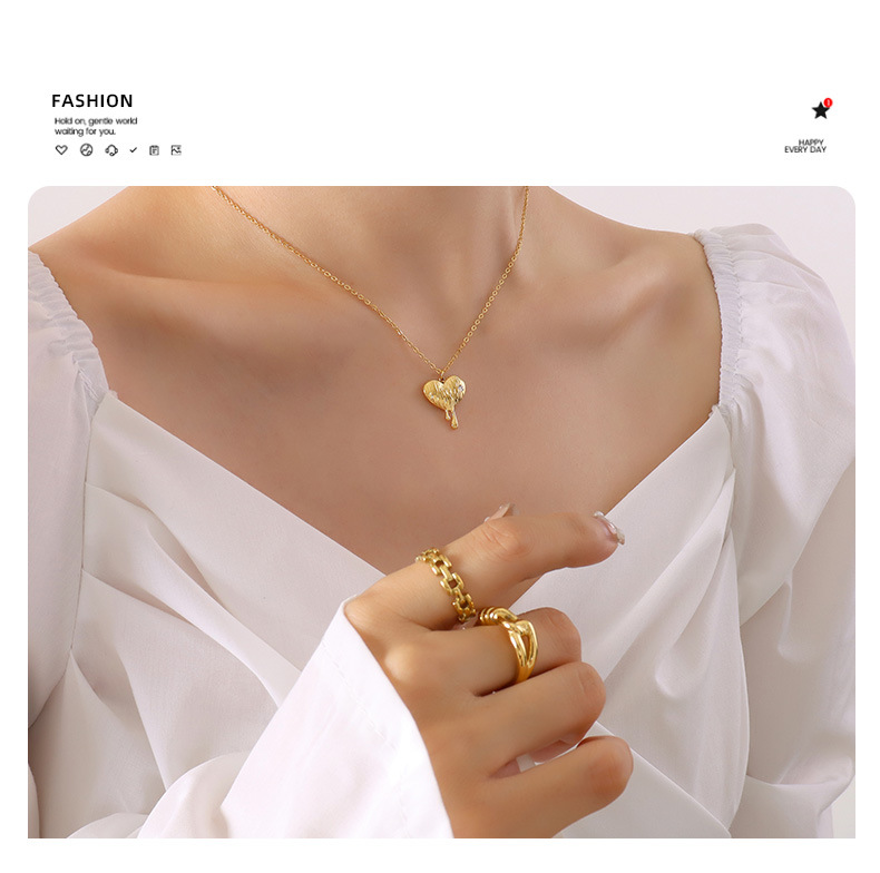 Fashion Heart Shape Titanium Steel Zircon Earrings Necklace