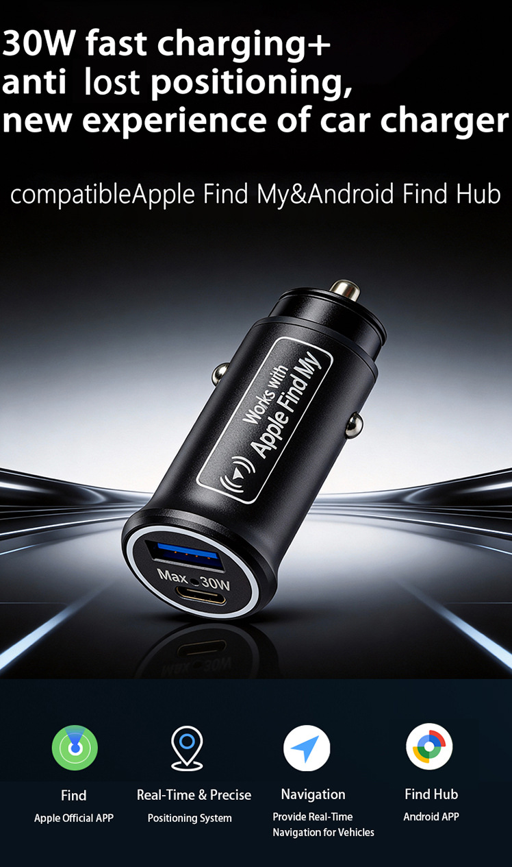 Cross-Border Smart Bluetooth Anti-Lost Device Car Locator Apple Android Dual-Port Fast Charging Anti-Theft Car Charger