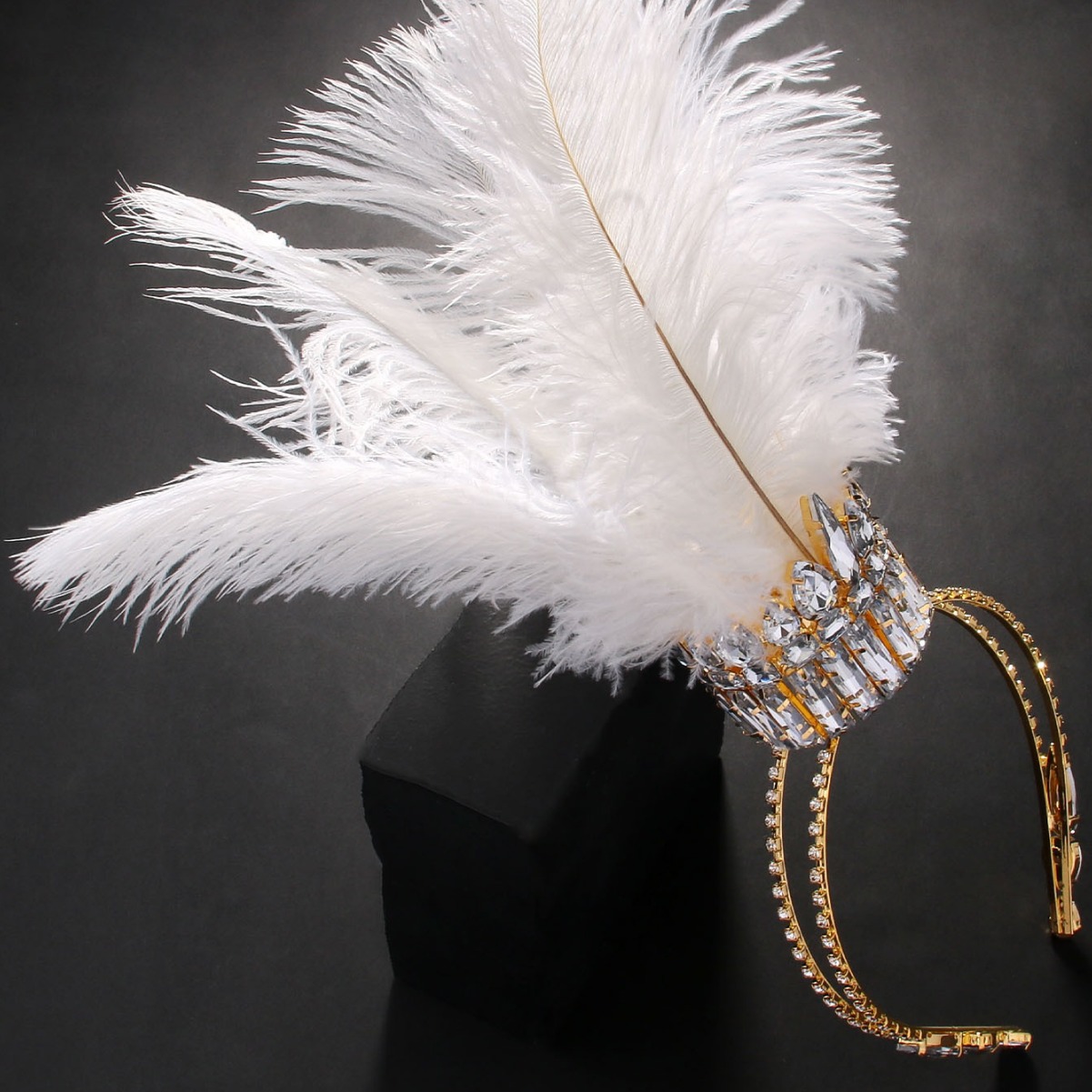new feather crystal crown fashion high end niche personality trend electroplated rhinestone headdress_voghion.com