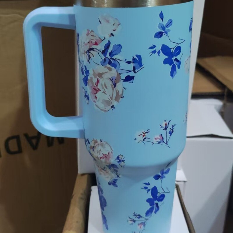 印花新款40oz汽车杯巨无霸冰霸杯便携手柄杯大容量吸管水杯3DUV印|undefined