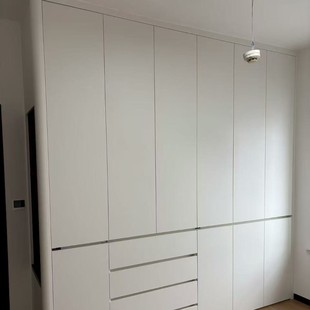 All Solid Wood Oak Wardrobe Enf Grade Cream Style Whole House Cabinet Modern Simple Separate Handle-Free Large Wardrobe