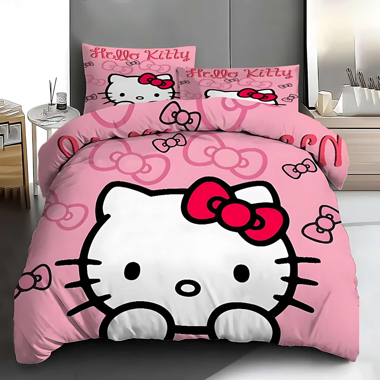 TEMU / JITHELLO KITTY Serie temática de Kitty Kit de edredón de impresión digital 3D universal para todas las estaciones