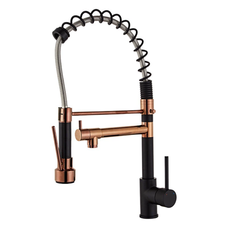 Трансграничный кухонный весенний смеситель двойной Выпускной Шланг для весенней воды Golden Black Spring кухонный кран для горячей и холодной воды