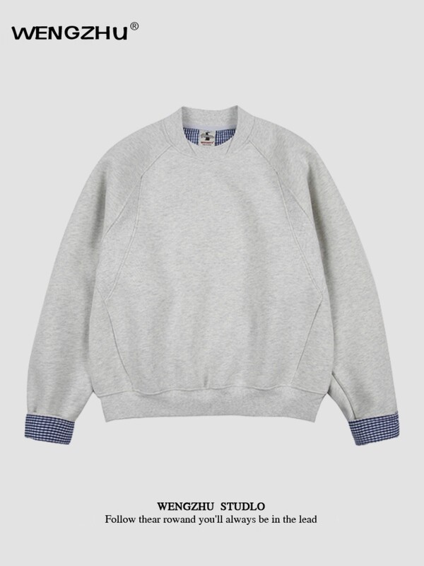 Cross-Border "Designer Brand"/Unisex Style/Heavyweight 400g Shirt Cuffs Round Neck Patchwork Sweatshirt