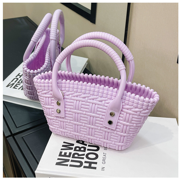 2025 New trendy and versatile crossbody mini vegetable basket jelly bag, fashionable hand-held woven bag, mini tote women's bag undefined