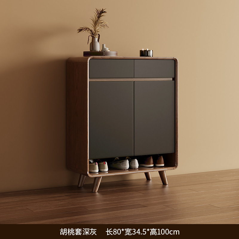 实木入门鞋柜家用门口楼道外电梯入户进门一体靠墙2025新款玄关柜|undefined