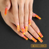 Glue, long square nail stickers, fake nails for manicure, gradient, European style, ready-made product