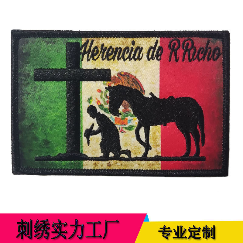 定制刺绣加印刷服饰布贴 织唛魔术贴徽章热转印数码印花绣花