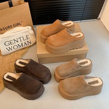 巨百搭~~芒果头厚底拖鞋女2024秋增高松糕坡跟防滑外穿包头拖鞋女