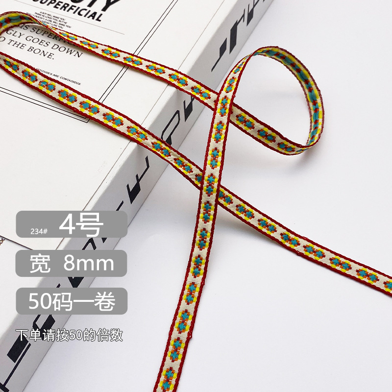 Chuanzhou ropa accesorios de encaje de poliéster jacquard banda 8MM flores decoración universal borde de zapatos accesorios gorra