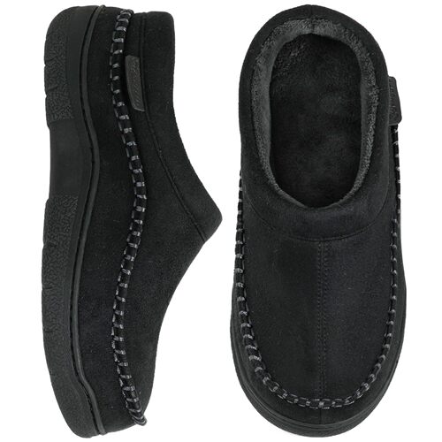 Men's Slip-On Soft Heel Slippers for Indoor and Outdoor Warm Plush Comfortly Padded Wide Deer Fur Non-Slip Home Shoes