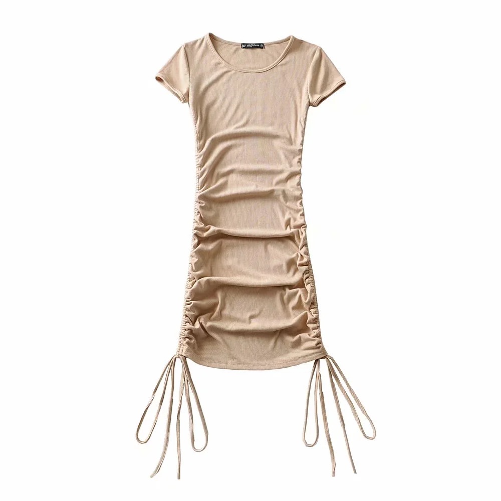 side drawstring pleated dress NSAC20949