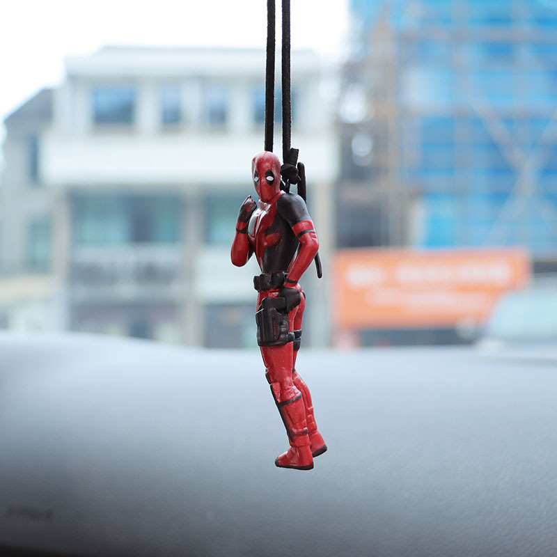 Cartoon Deadpool Car Rearview Mirror Car Pendant Reading Book Little Naughty Car Accessories Car Pendant Interior Decoration