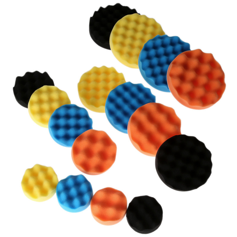 厂家供货波浪海绵4件套自粘抛光海绵盘汽车美容抛光海绵轮34567寸