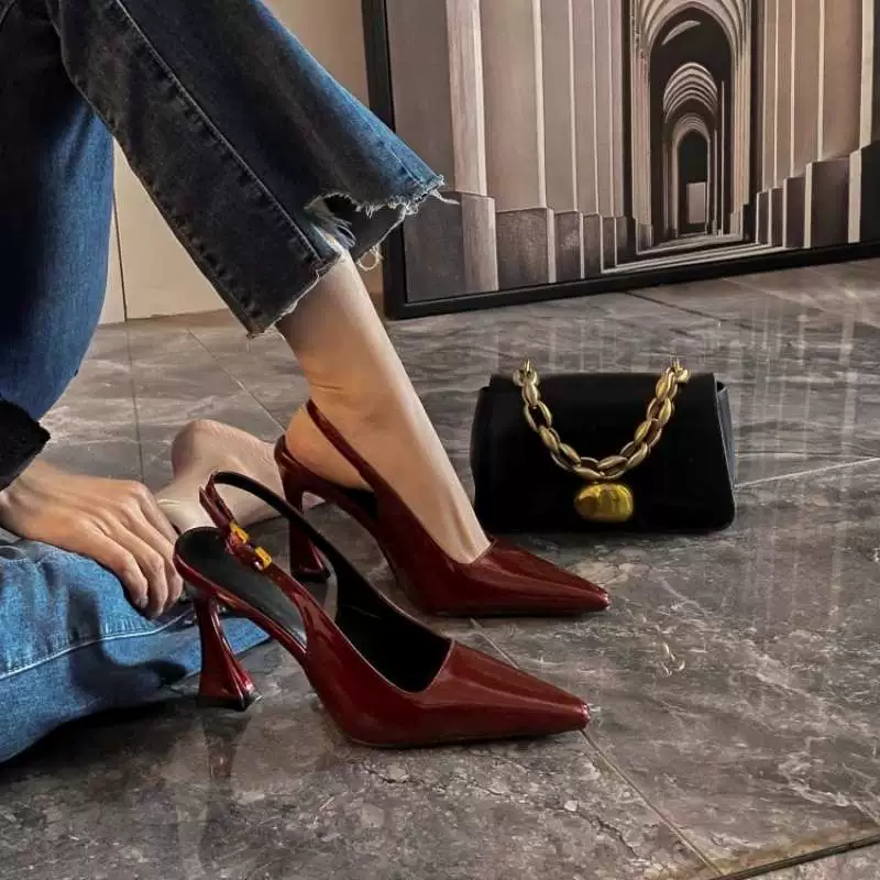 Туфли-лодочки на тонком каблуке DRYWORLD, лакированная кожа, каблук 6.5/9 см, закрытый носок