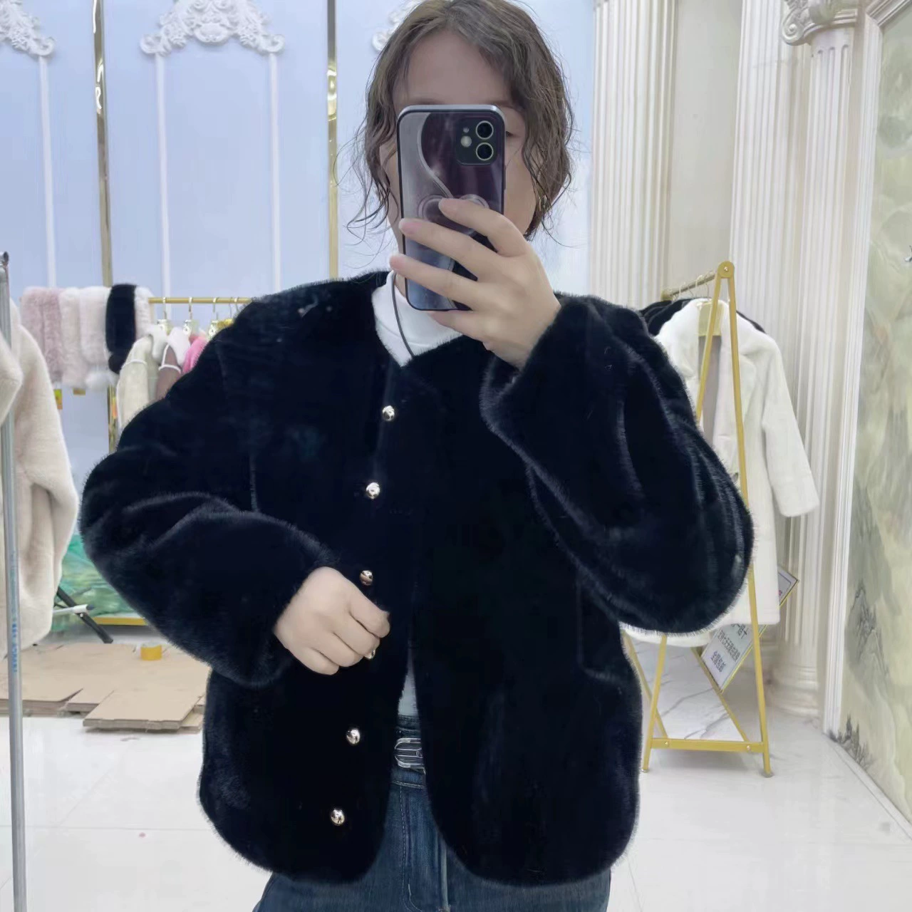 Короткая бархатная куртка для тепла, стиль Chanel, искусственный мех